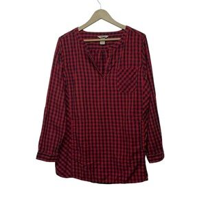 Duluth Trading Red Black Checkered Long Sleeve Top Size XL